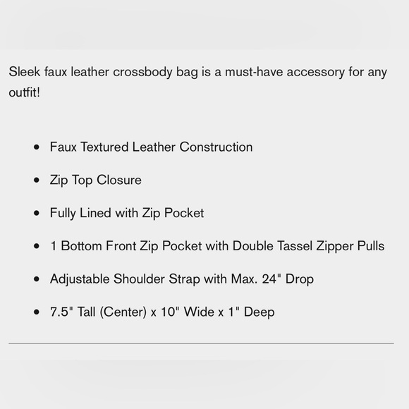 Black Vegan leather Crossbody Bag NWT - Picture 3 of 6